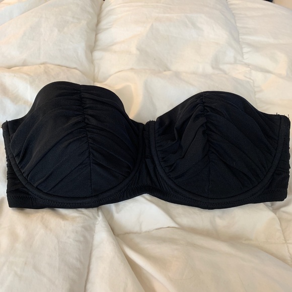 j crew black ruched bikini top 32D medium - Picture 3 of 8